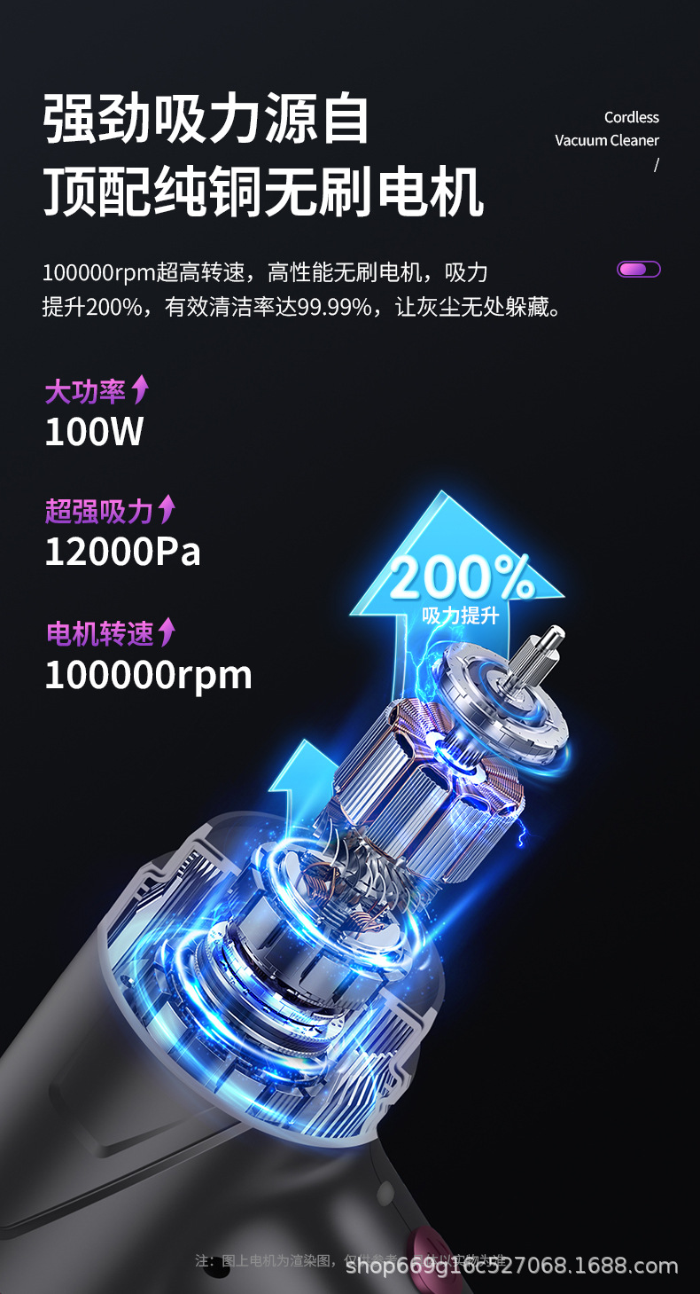 Wireless Car Household Brushless Vacuum Cleaner Blow Suction Four-in-One Handheld Dust Blow Suction Mini Charging Vacuum Cleaner