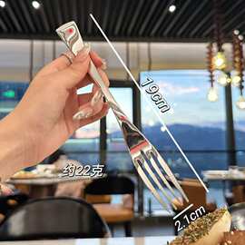 网红不锈钢叉子餐厅长柄水果叉沙拉叉家用蛋糕甜品叉酒店主餐叉
