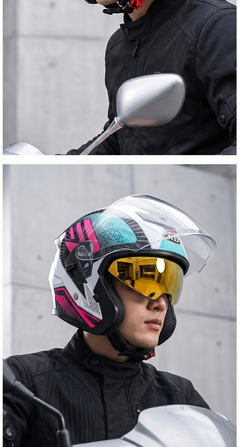 Ad Electric Motorcycle Helmet 3C Certified Men's and Women's Motorcycle Riding Half Helmet Breathable All-Season Safety Helmet