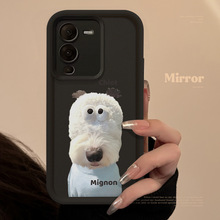 【VIVO】适用ins蓝毛衣白狗手机壳X80硅胶S17适用VIVOS9E趣味Y33T