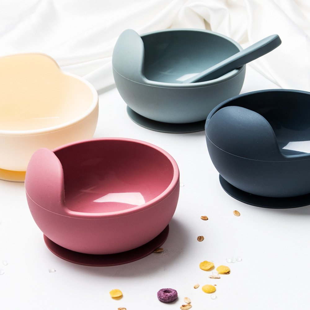 Bebé de silicona suplemento alimenticio Tazón Cuchara traje bebé lechón tazón de cocina resistente a las caídas entrenamiento de alimentación niños merienda tazón vajilla