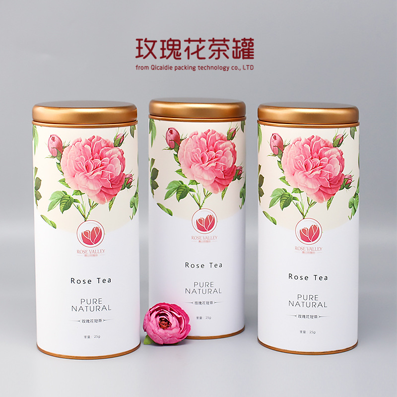 玫瑰花包装罐定制花草茶纸罐批发大玫瑰花王花茶纸筒圆形花茶包装