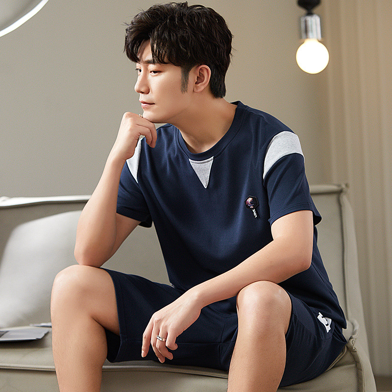 2022 verano nuevos hombres pijamas pantalones cortos de algodón de manga corta jersey de dos piezas ropa de abrigo casual de algodón ropa de casa