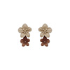 Demi-season silver needle, retro fashionable earrings with bow, silver 925 sample, wide color palette, Japanese and Korean