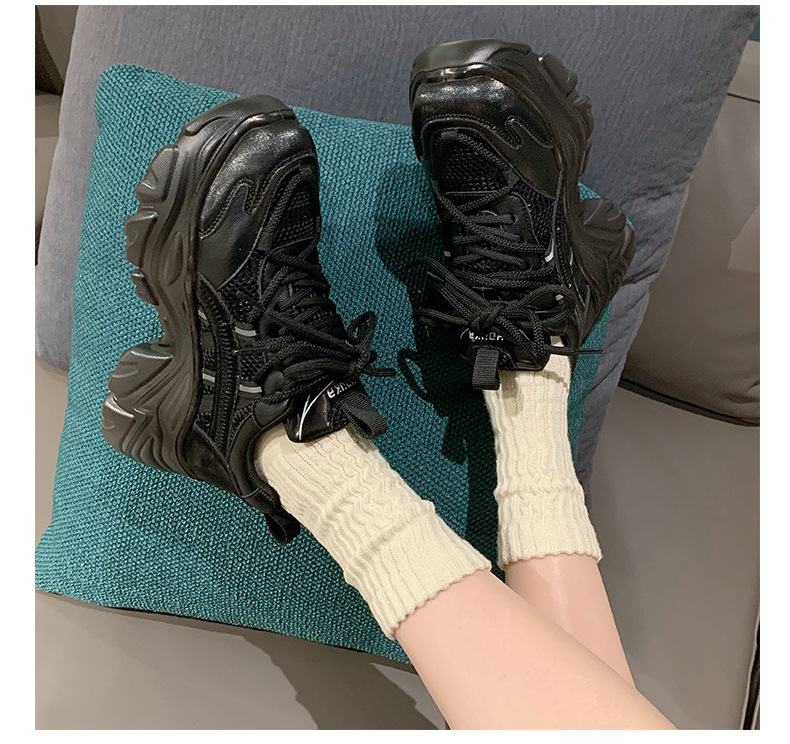 Scarpe da papà da donna 2024 nuova moda primaverile retrò piccole scarpe sportive con lacci alte con suola spessa_voghion.com