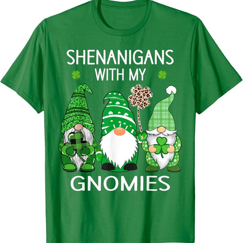 Shenanigans with my gnomies printed new cross-border short sleeve loose crew neck pullover T-shirt Shenanigans with my gnomies printed new cross-border short sleeve loose crew neck pullover T-shirt