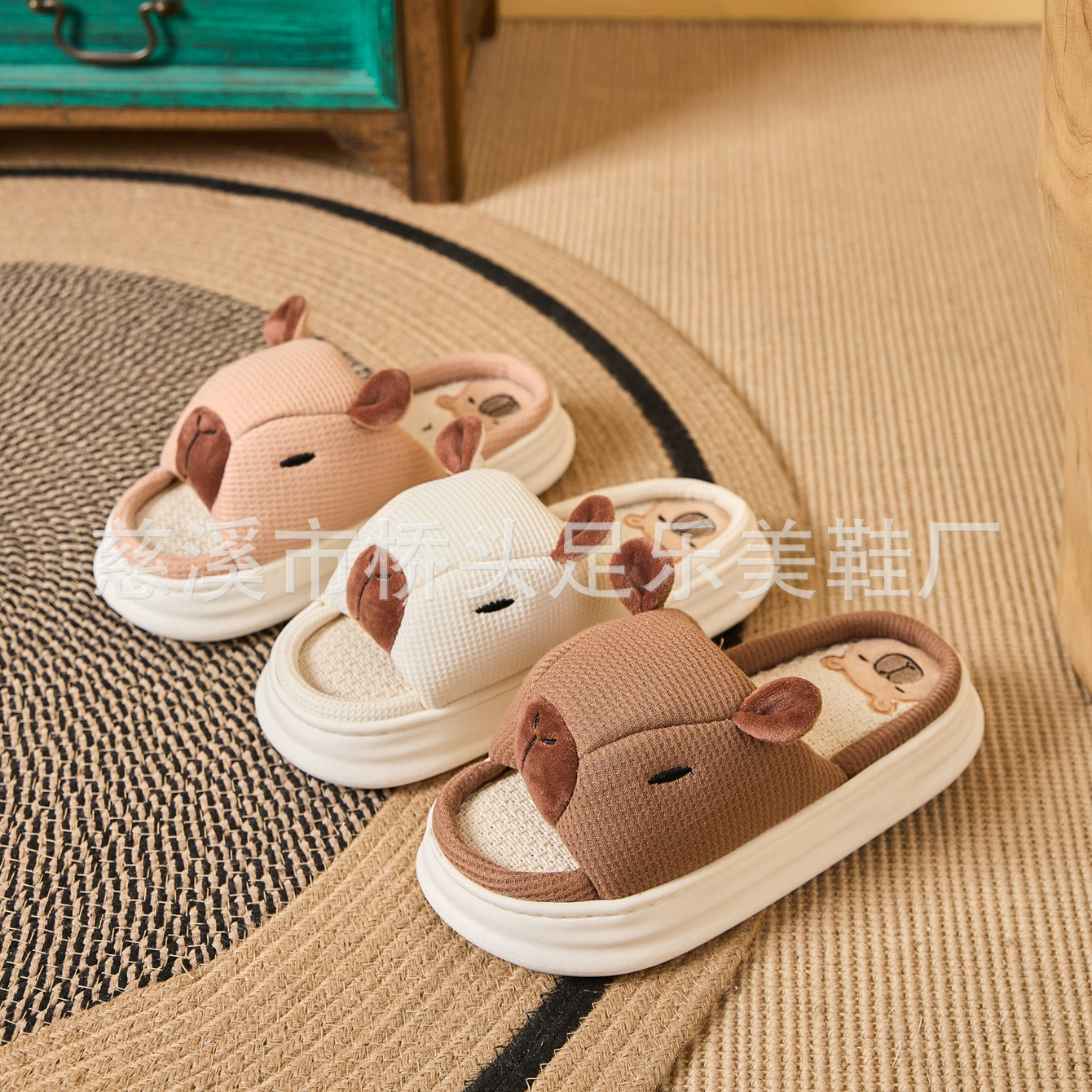 Трансграничные мультипликационные шлепанцы Karpi Blaa льняные тапочки женская буксирная мужская обувь на толстой подошве