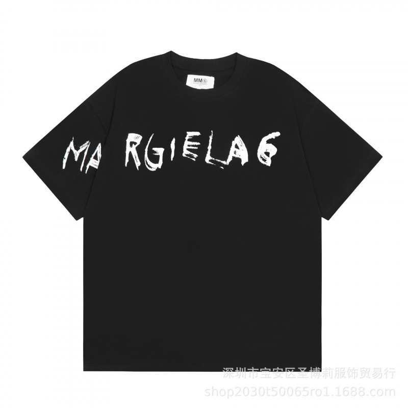 クロスボーダー メゾン マルジェラ マルジェラ デジタル プリント MM6 ピュアコットン 高品質 メンズ Tシャツ レディース 半袖 トレンド|undefined