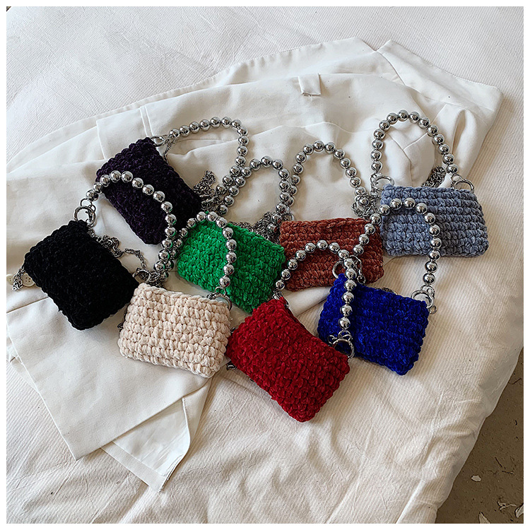 Women's Small Knit Solid Color Basic Chain Square Zipper Crossbody Bag display picture 1