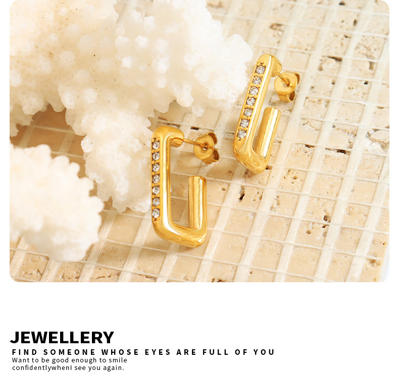 Exquisite And Elegant Niche Design Geometric Earrings Made Of Titanium Steel With Gold Plating And Zircon Inlay European And American Fashion Earrings_voghion.com