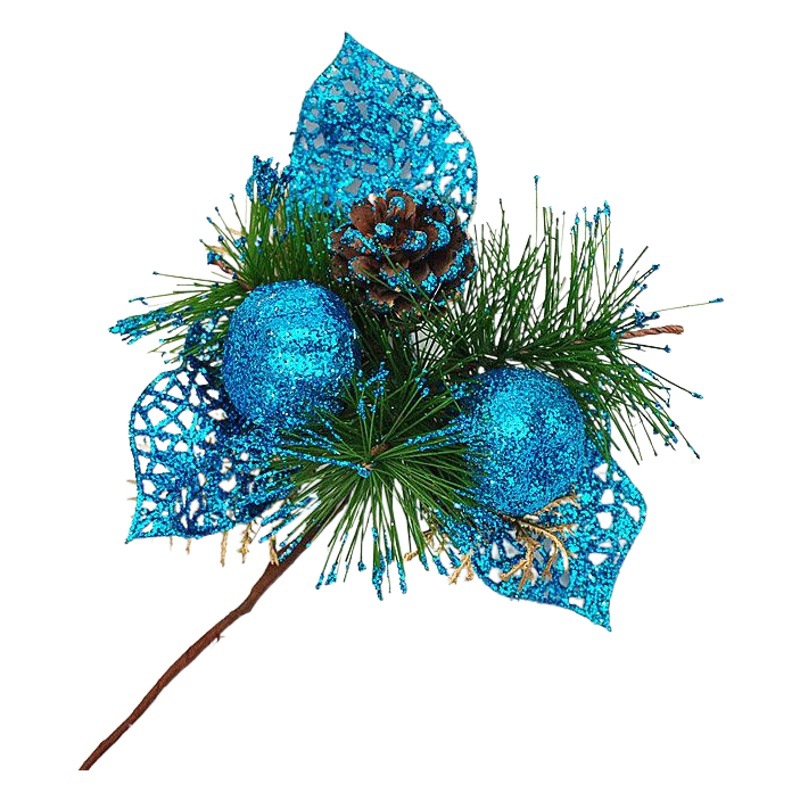 Navidad rama arreglo flor 19CM oro y plata rojo Navidad fruta oreja Pino cono aguja hoja decorativa rama arreglo flor