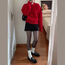 红色洋气针织衫上衣外套女毛衣慵懒风战袍2025秋冬季新款加厚新年