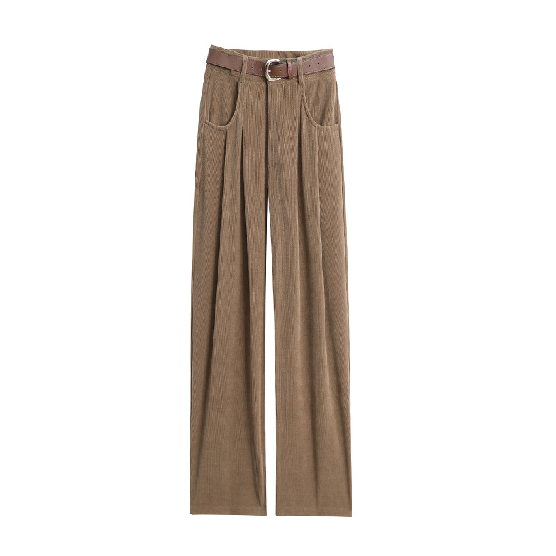 가을과 겨울 기모 탄성 유럽면 벨벳 높은 허리 넓은 다리 캐주얼 바지 여성 키 큰 CHENILLE CORDUROY