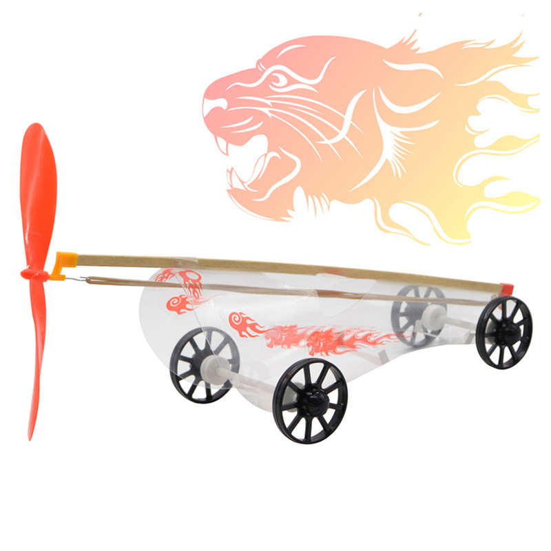 Tiger wind non-Yin force rubber band racing air power car model technology small production small cyclone power rubber band racing car
