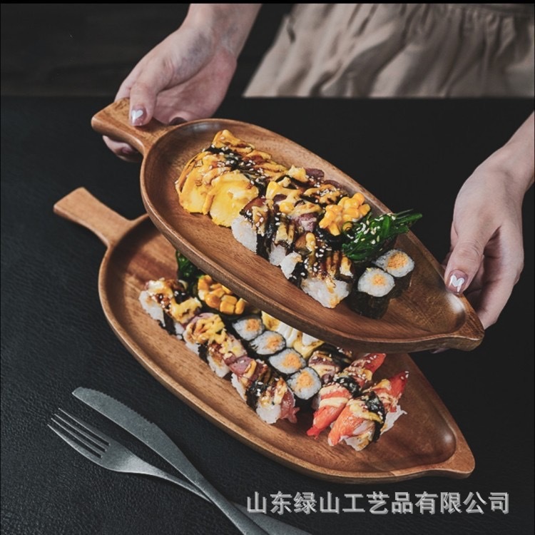 Ready-stock wooden pallet snack snacks sushi plate leaf-shaped pizza…