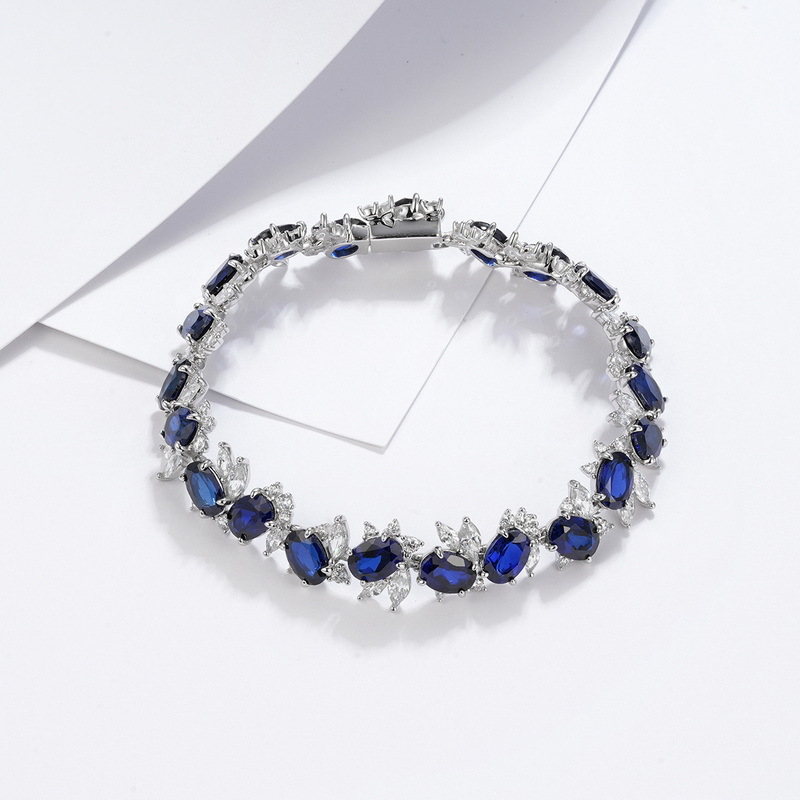 Recolección de calor transfronteriza, lujo ligero, cultivo de lujo, pulsera de esmeraldas, incrustaciones de plata S925, cultivo de joyas de color, estilo europeo y americano