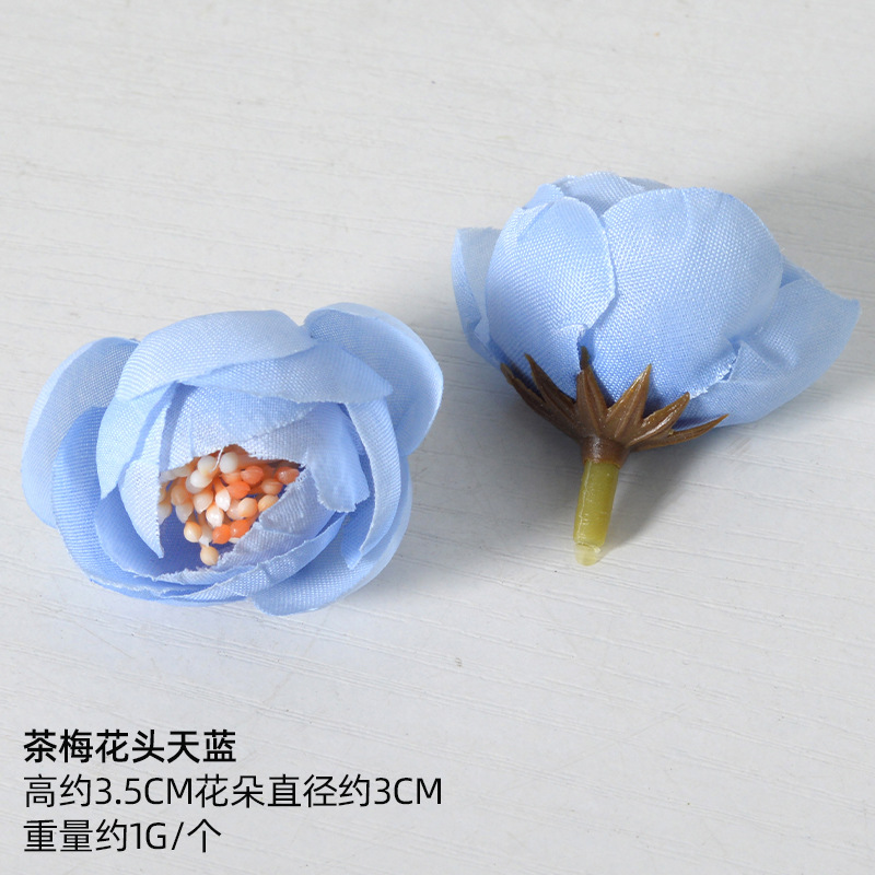 Simulación de flores azules DIY accesorios de cabeza de flores material de boda flor de flor flor flor de flor flor flor de pecho de flor de cabeza pared en el viento