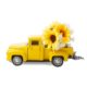 Mini Yellow Metal Truck Decoration with Sunflower Artificial Flower Layered Tray Decoration Vintage Yellow Truck