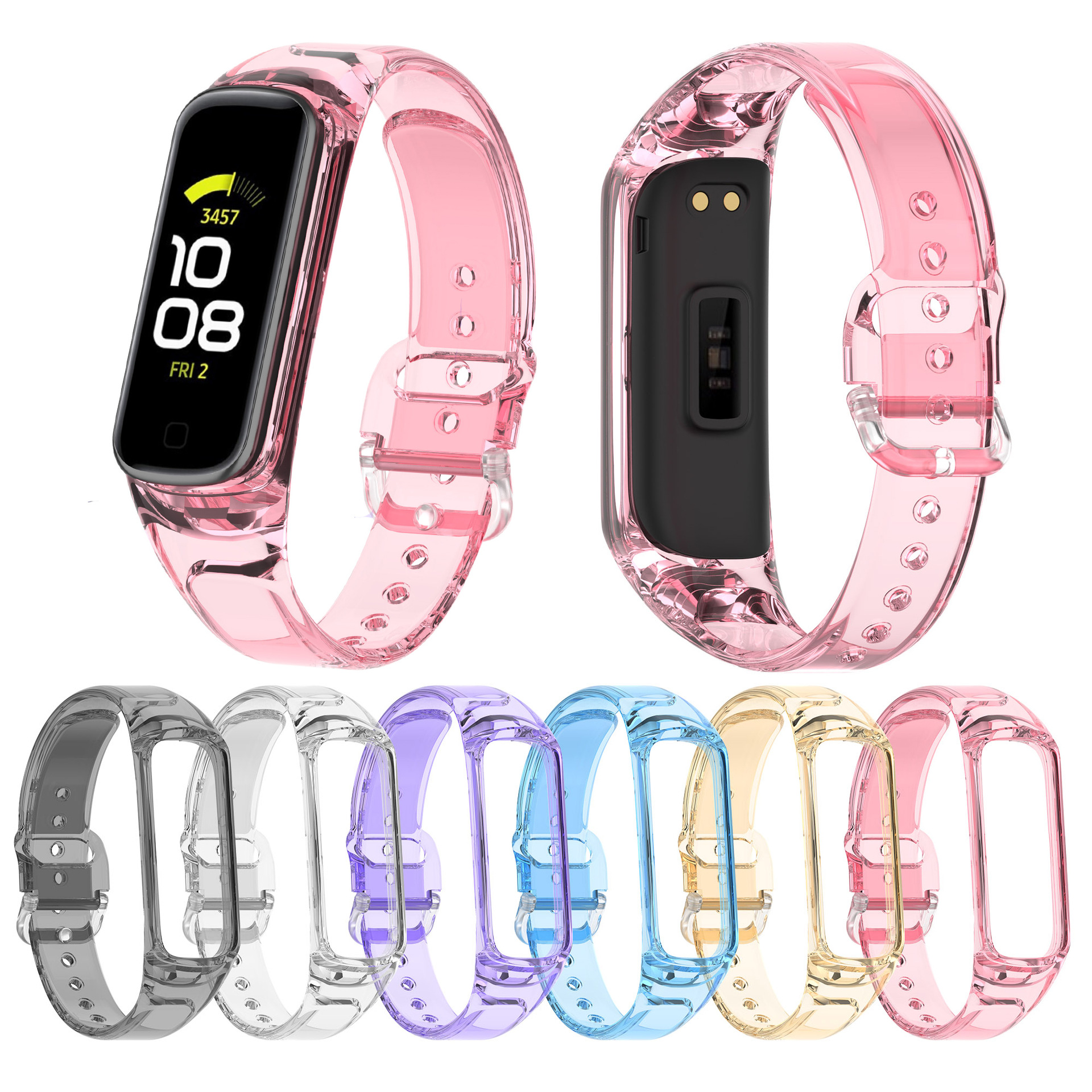 适用于三星R220表带Galaxy fit2智能手环遇光变色TPU运动替换腕带