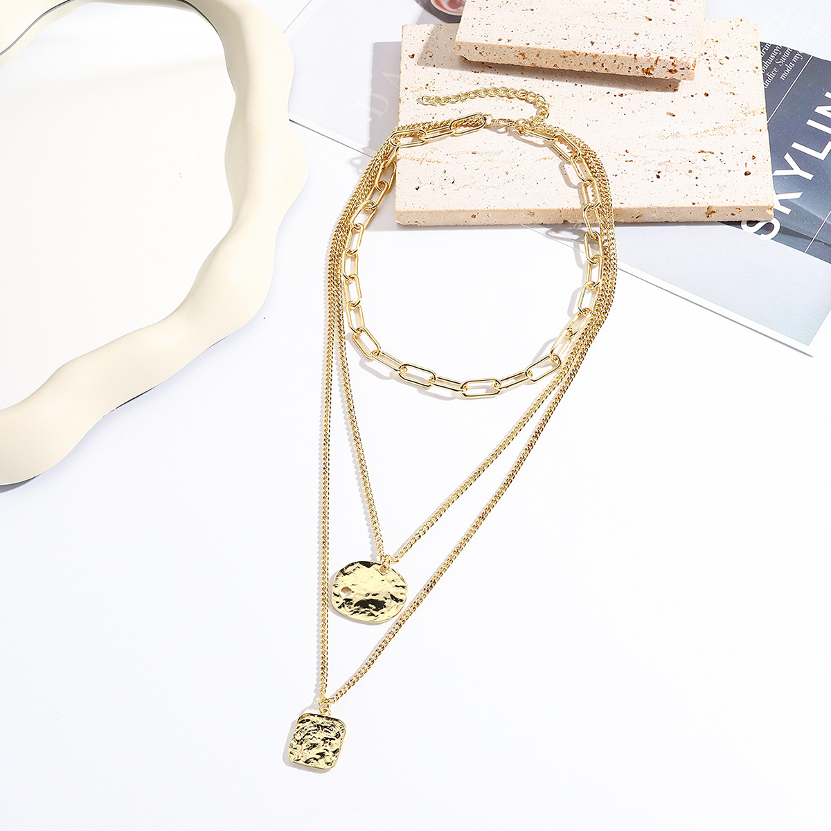 hot selling simple punk thick chain lock key pendant love lock key OT buckle necklace_voghion.com