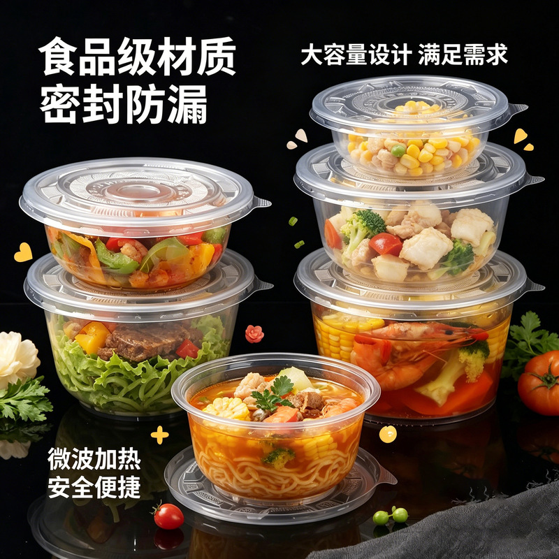 Disposable Pp Plastic Bowls, Round Rice Bowls, Soup Bowls, Takeaway Packaging, Banquet Bowls, Free Shipping, Wholesale Tableware, Environmentally Friendly Wholesale