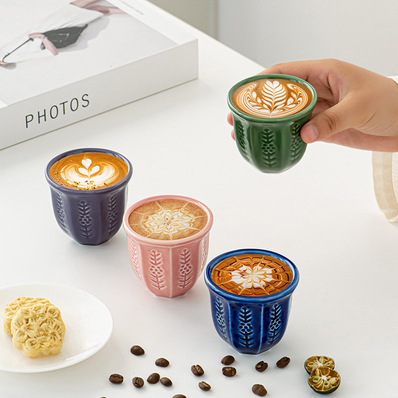 Fcm Arabic Style 100ml Six-Piece Set of Multi-Color Embossed Tulip Middle Eastern Ceramic Coffee Flower Tea Cup Dropshipping Fcm Arabic Style 100ml Six-Piece Set of Multi-Color Embossed Tulip Middle Eastern Ceramic Coffee Flower Tea Cup Dropshipping