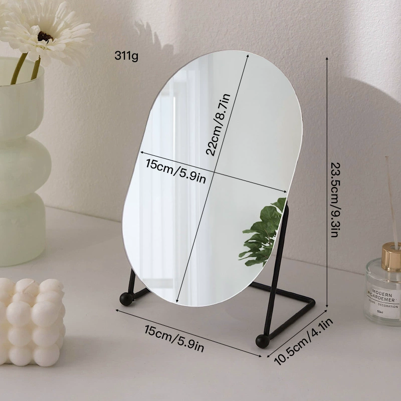 Dressing Table Mirror — Rotatable Oval Desktop Mirror, Silver/Gold/Black, Multiple Sizes