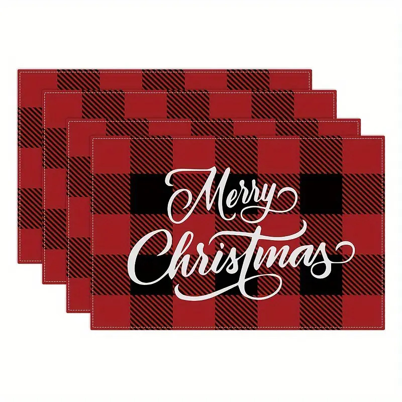 Transfronterizos lino almohadilla de mesa Aliexpress TEMU Amazon almohadilla de mesa cuadrada búfalo rojo almohadilla de Navidad Día de la Independencia