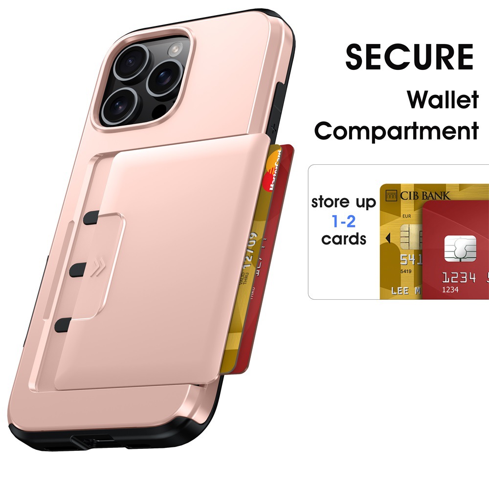 适用iPhone16ProMax手机壳 推动滑盖插卡二合一苹果15/14Pro钱包3