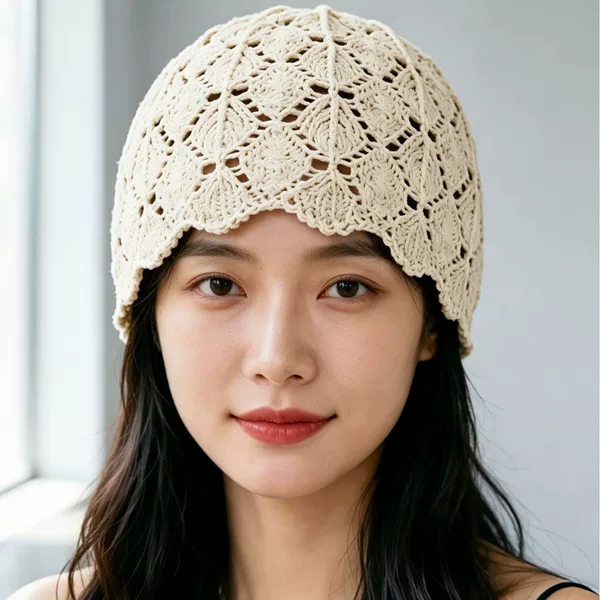 2026 popular trendy knitted wool hat, fashionable hollow-out women's hat, beanie to cover white hair, head wrap hat for women