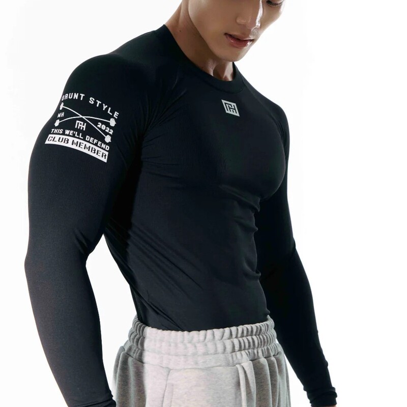New men's sports fitness quick-dry long-sleeve round-neck trendy autumn and winter training running high-elastic compression tight top