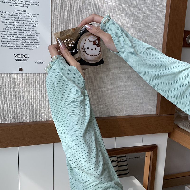 Perla protector solar hielo manga de bicicleta al aire libre respirable hielo manga suelta respirable ajustable guante de manguito de hielo protector solar