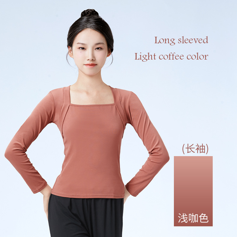Ropa de práctica de danza para mujer, primavera y verano, ropa de danza moderna de media manga para profesora de ballet, top de imitación de dos piezas, venta al por mayor.