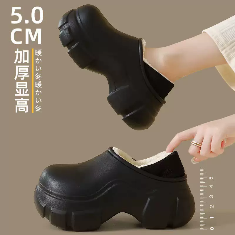 冬季加厚防水新款棉拖鞋女外穿防滑包跟家居保暖女款耐磨毛绒棉鞋