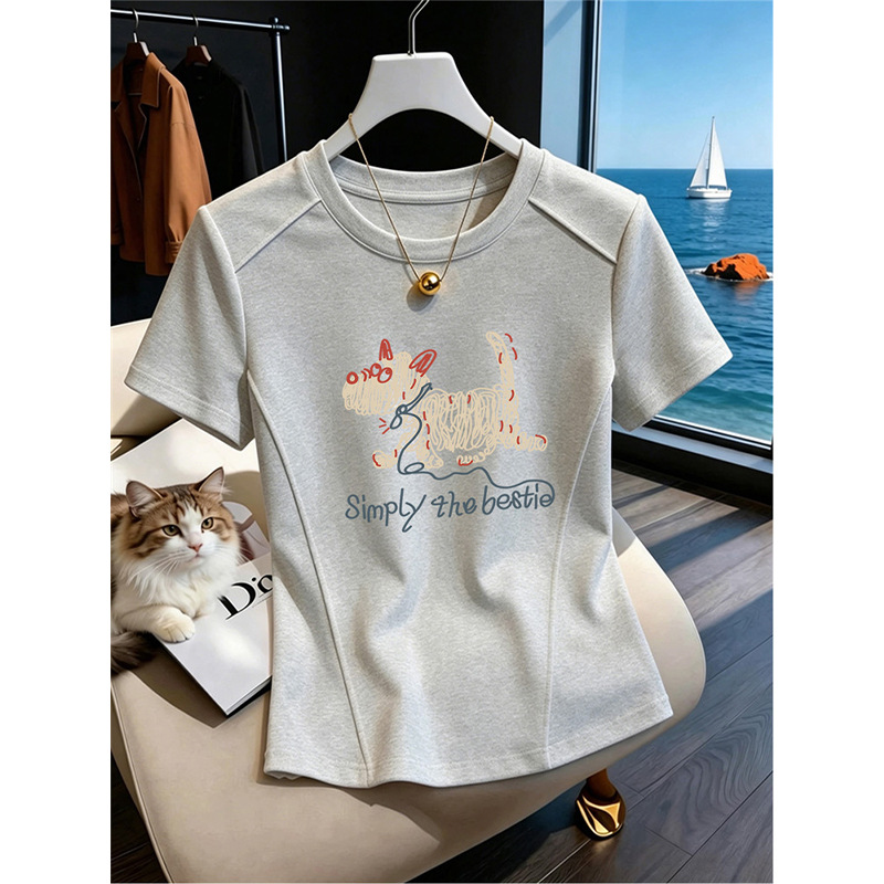 Light floral gray (graffiti line puppy style) / S