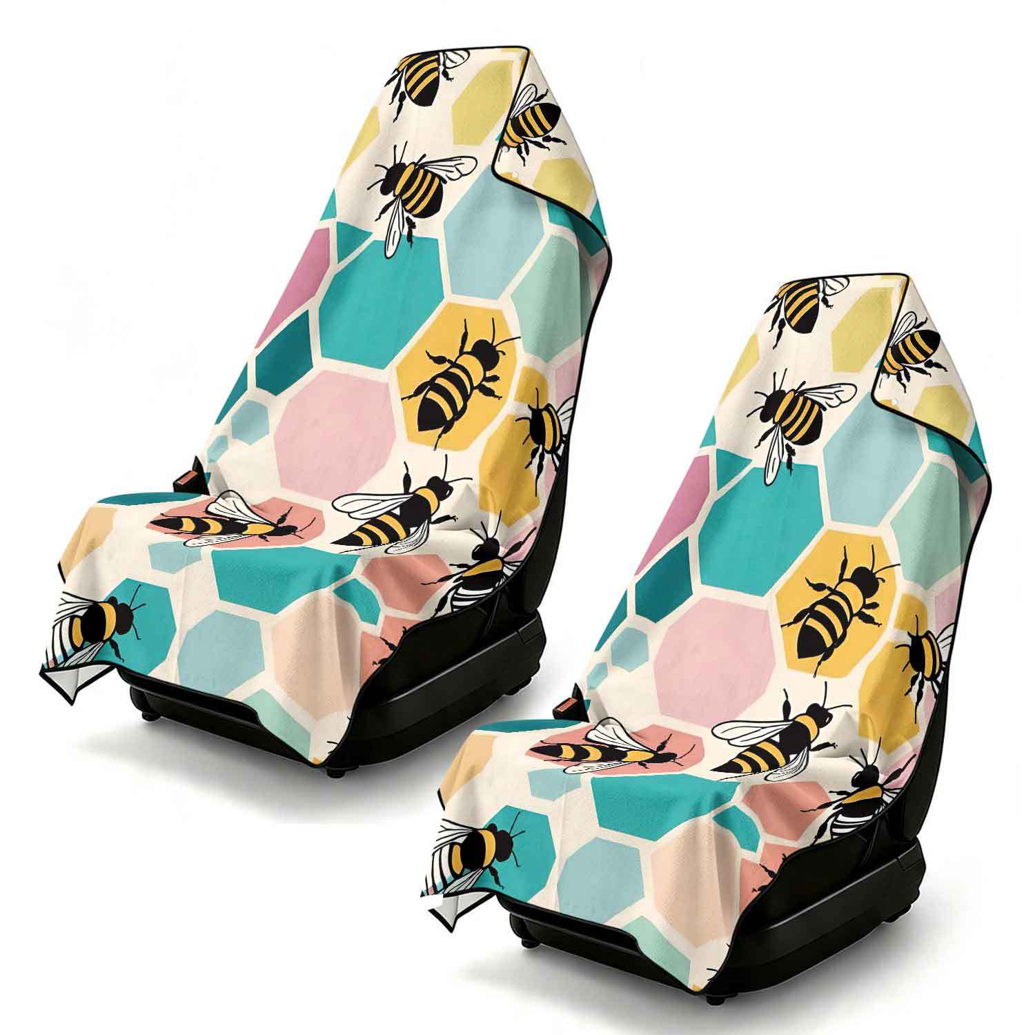 2-piece dual-use car seat cover, ultra-fine fiber, can be used as a beach towel, printed car protective seat cover 6