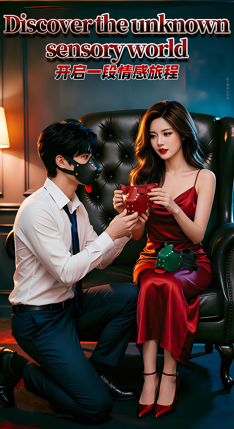 PU Leather Unisex Mouth Mask for Couples Role-Play and Costume Use — detail image 8