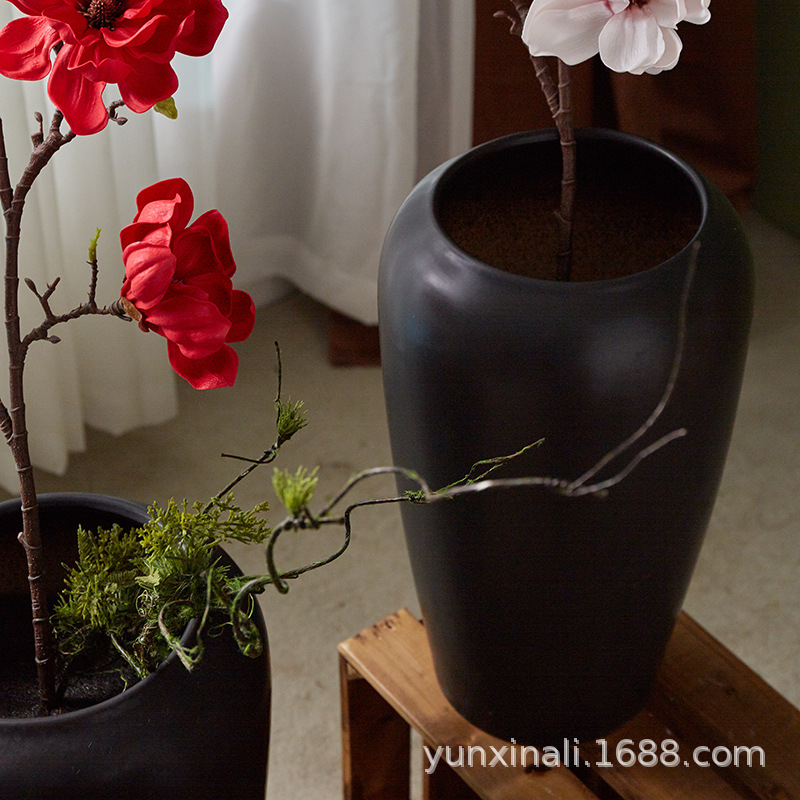 Estilo nórdico simple creativo ligero de lujo opaco jarrón de cerámica maceta de flores sala de estar inserción flor seca adornos