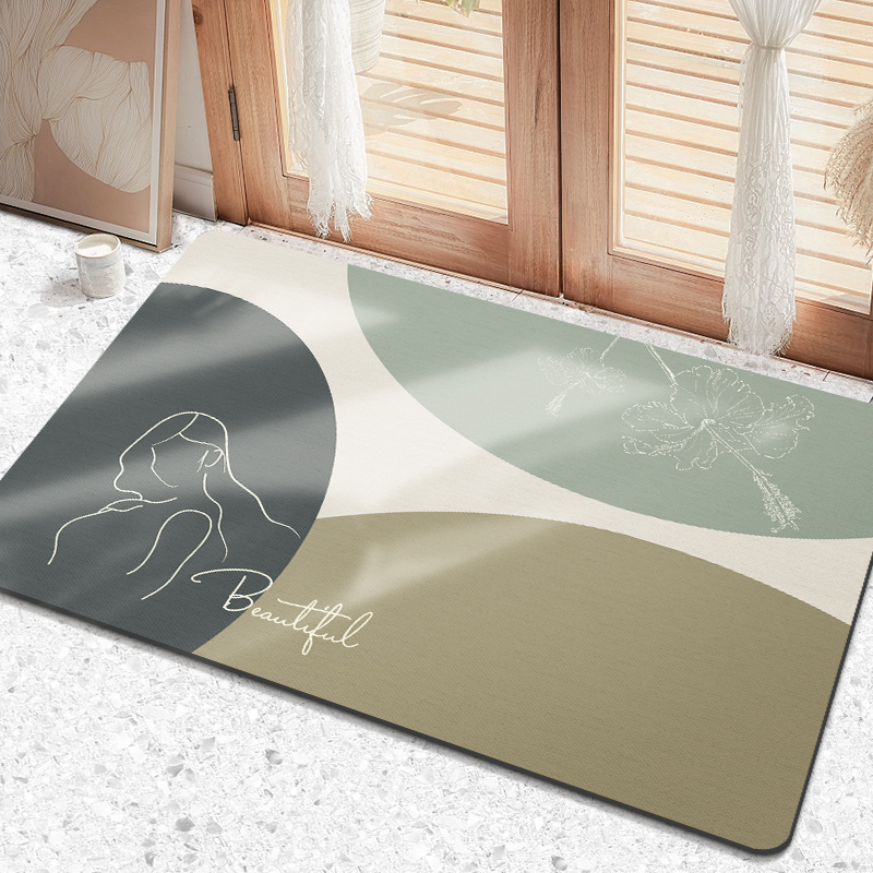 Nórdico simple diatomea barro suave baño Baño absorbente de secado rápido pie estera de piso oval estera puerta de entrada