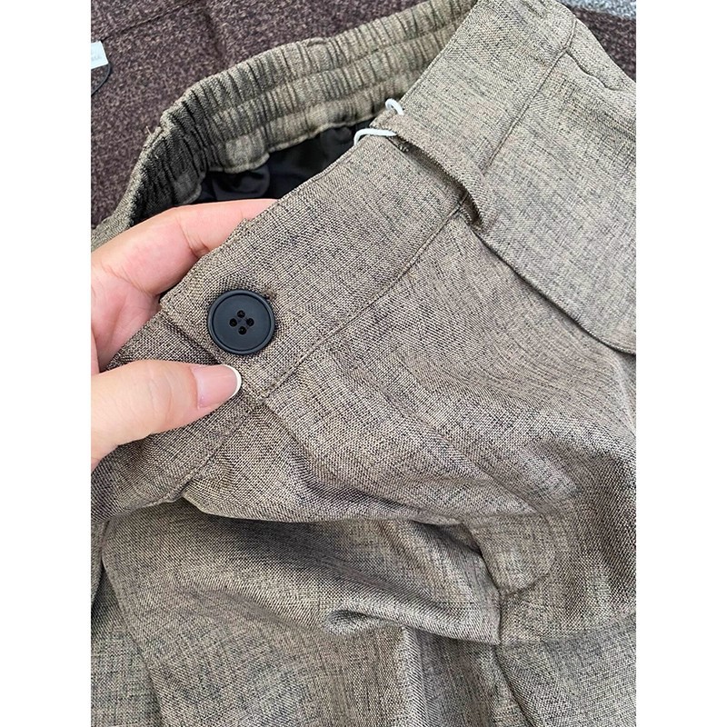 Plissierte Chinos Für Herren Gerade Geschnittene Stoffhose_voghion.com
