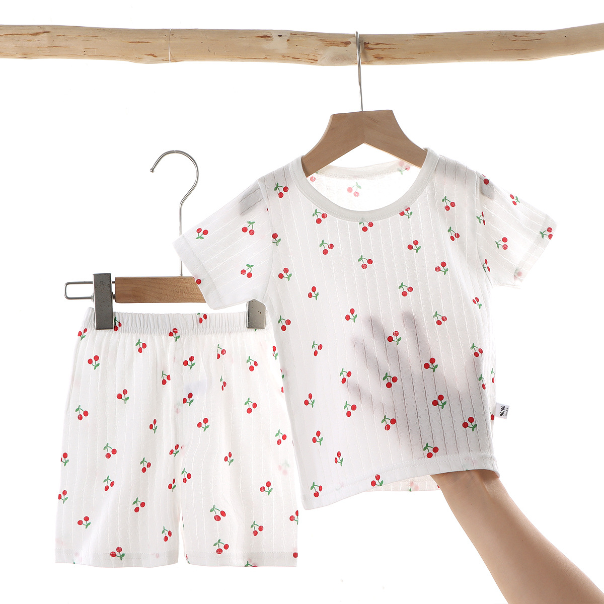 Conjunto de pijama para uso doméstico, ropa de algodón puro para aire acondicionado para niños y niñas, ropa de verano fina de manga corta para bebés y niños pequeños.