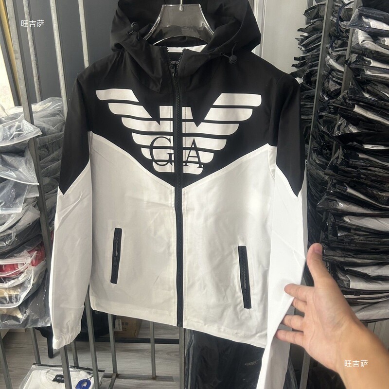 2025 Autumn New Loose Jacket Hooded Jacket Trendy Brand Casual Men's and Women's Printed Eagle Couple Top Blue