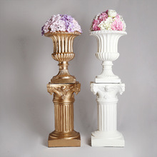 欧式树脂罗马柱花盆婚庆道具婚礼现场布置舞台T台装饰花路引摆件