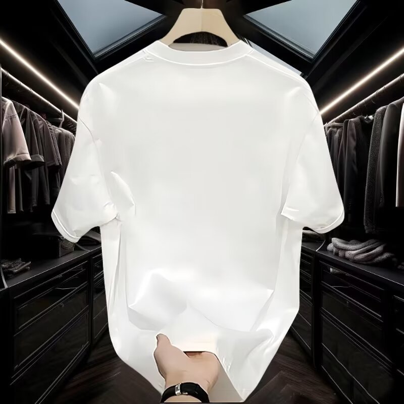 2025 nueva moda suelta versátil chaqueta de verano ropa de moda de hombre algodón camiseta de manga corta de hombre
