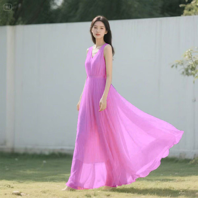 Extra-Long Holiday Dress with a Large Hem, Beach Dress, New Summer Style, Bohemian Photo Shoot Beach Dress