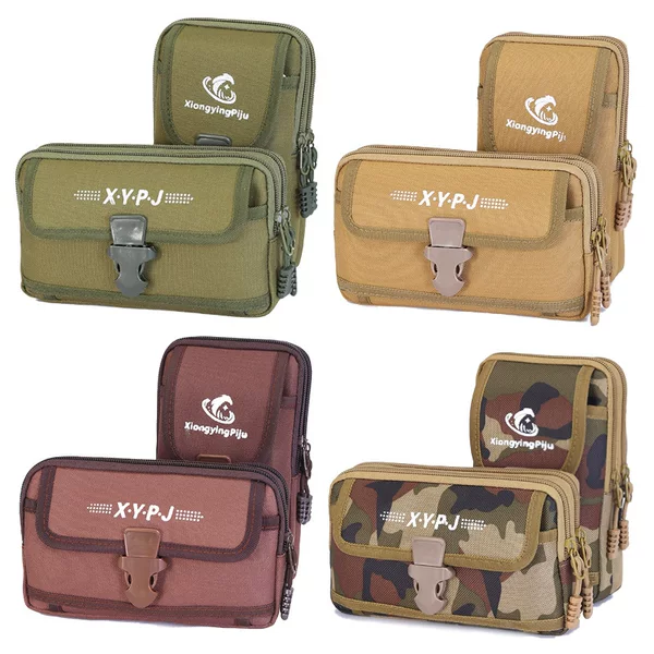 Multifunctional Men's Waist Bag, Belt-Worn Mobile Phone Bag, Horizontal and Vertical Styles, Waterproof, Practical, Wear-Resistant Coin Purse for Middle-Aged and Elderly People