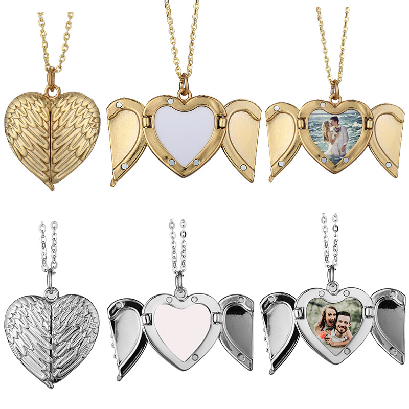 Collar de alas de ángel de transferencia térmica en blanco punto giratorio taladro de sol corazón desplegable accesorios de ropa