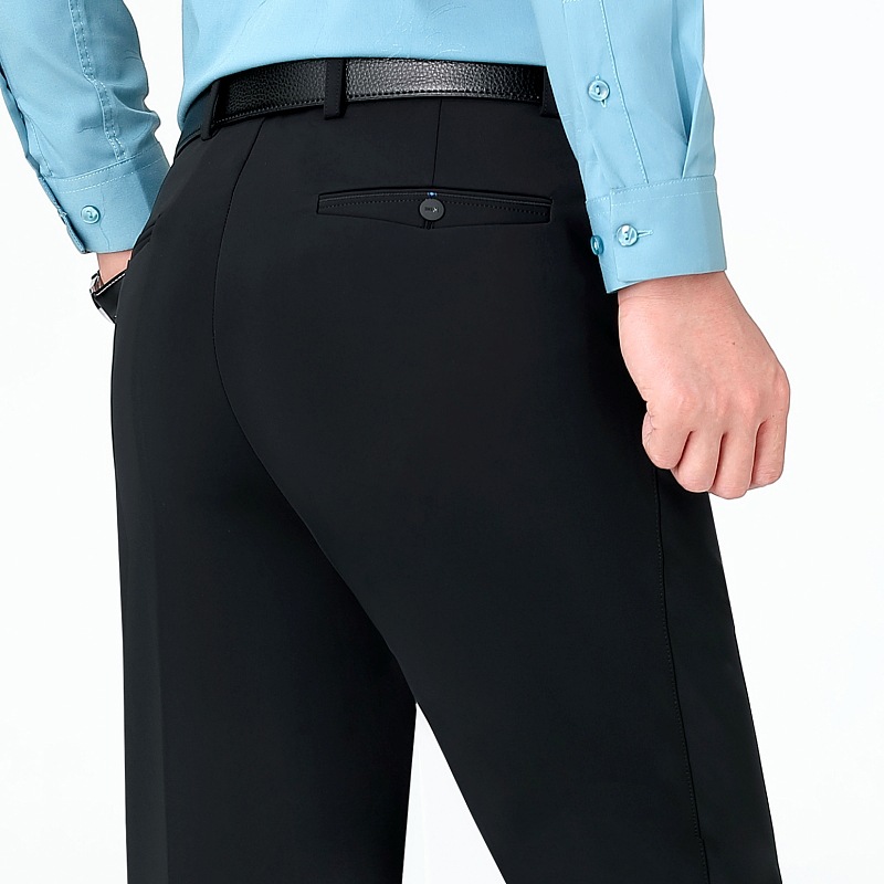 2025秋冬季商务宽松直筒休闲裤品牌中年爸爸装宽松羊毛西装男裤厚