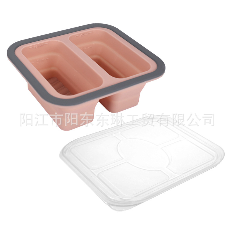 Transfronteriza venta caliente de silicona plegable caja de almuerzo caja de almuerzo caja de preservación de alimentos calentada por microondas caja de envasado