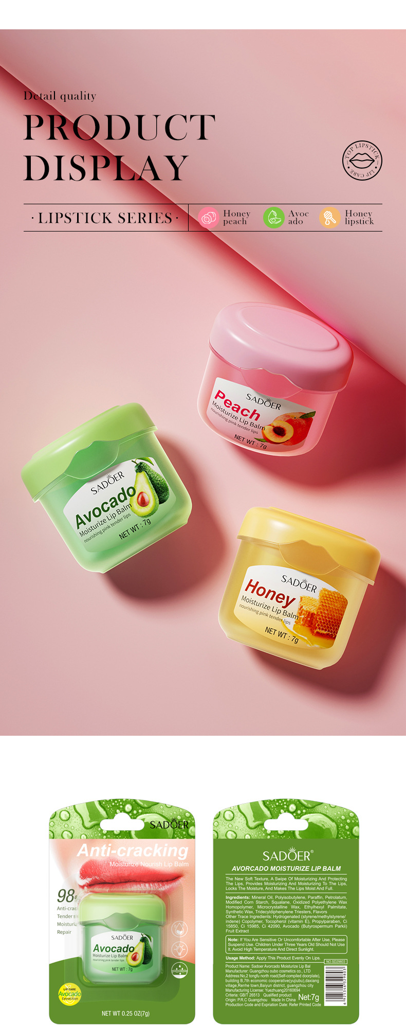 SADOER All Honey Autumn Winter lipstick Prevent Dry Cracks and Fade Lip Lines_voghion.com